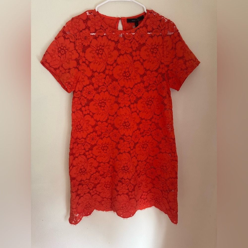 BCBGMaxAzria Vibrant Orange Lace Dress
